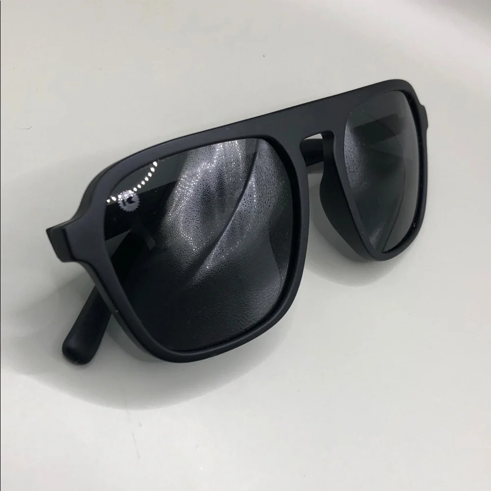 Knockaround Pacific Palisades Black Sunglasses Aviator Style Unisex Polarized.